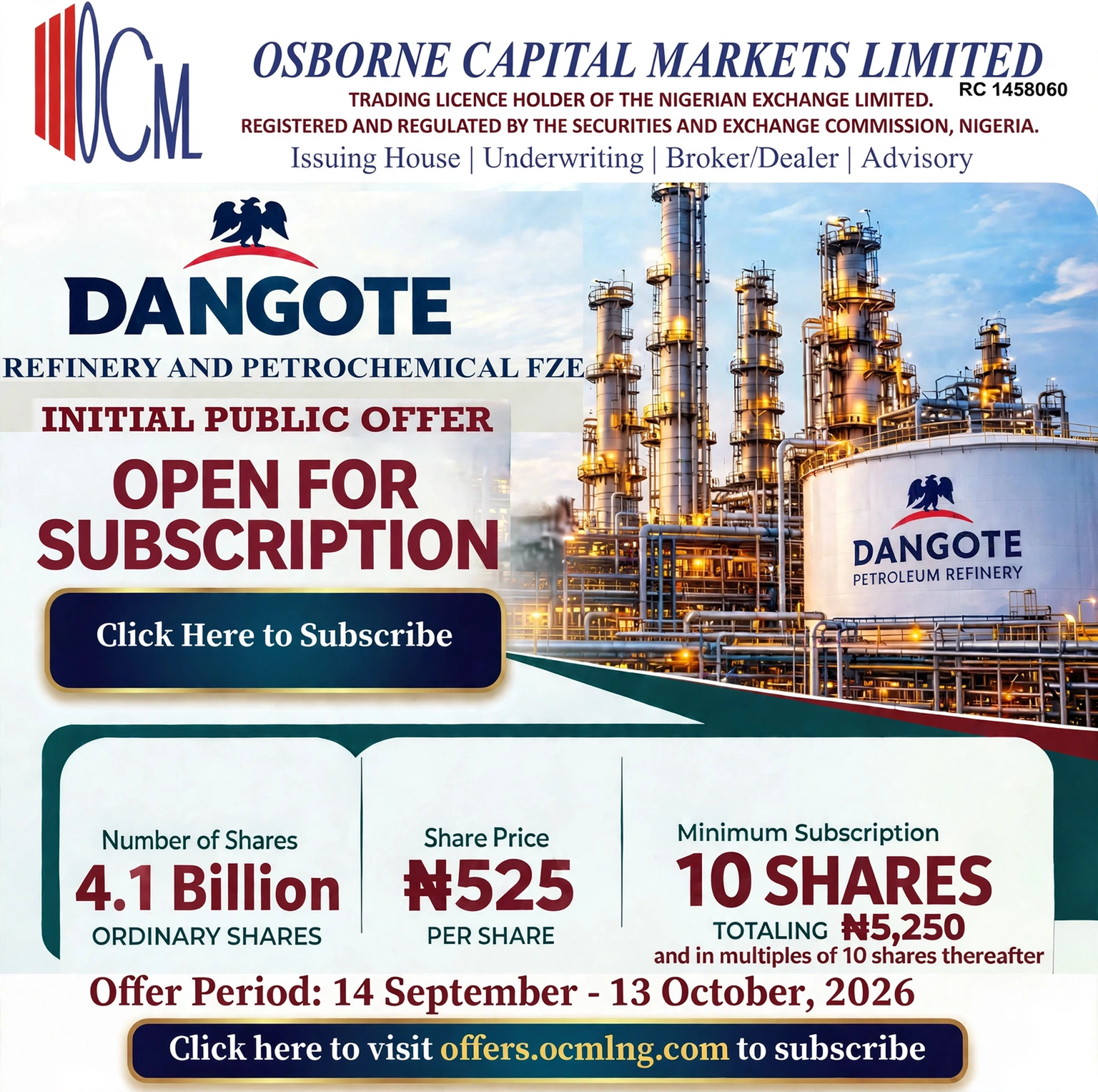 Dangote Refinery IPO Offer